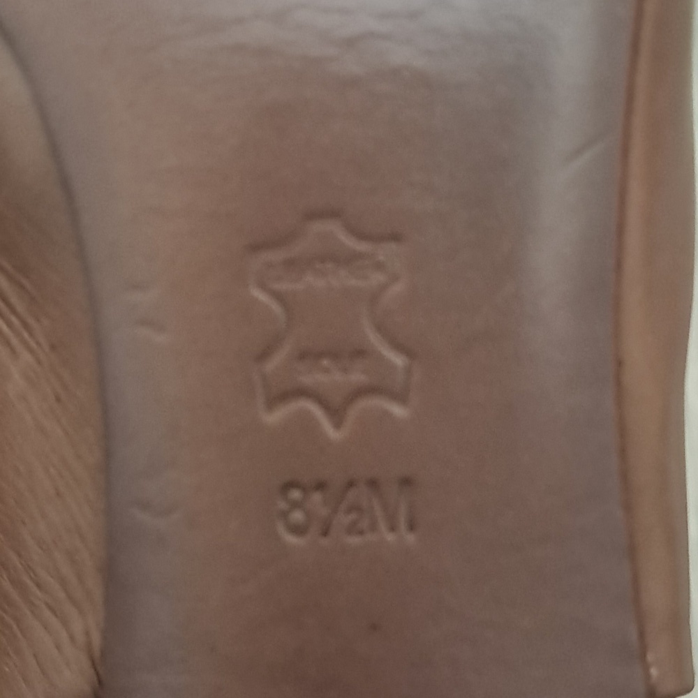 Tory Burch Slingback Saddle Leather Block Heal Mule Sandle Mushroom Size 8.5 - Picture 10 of 10